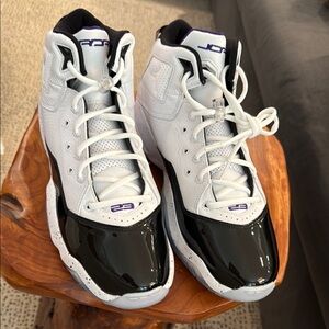 Jordan White and Black High-Tops with Purple Details